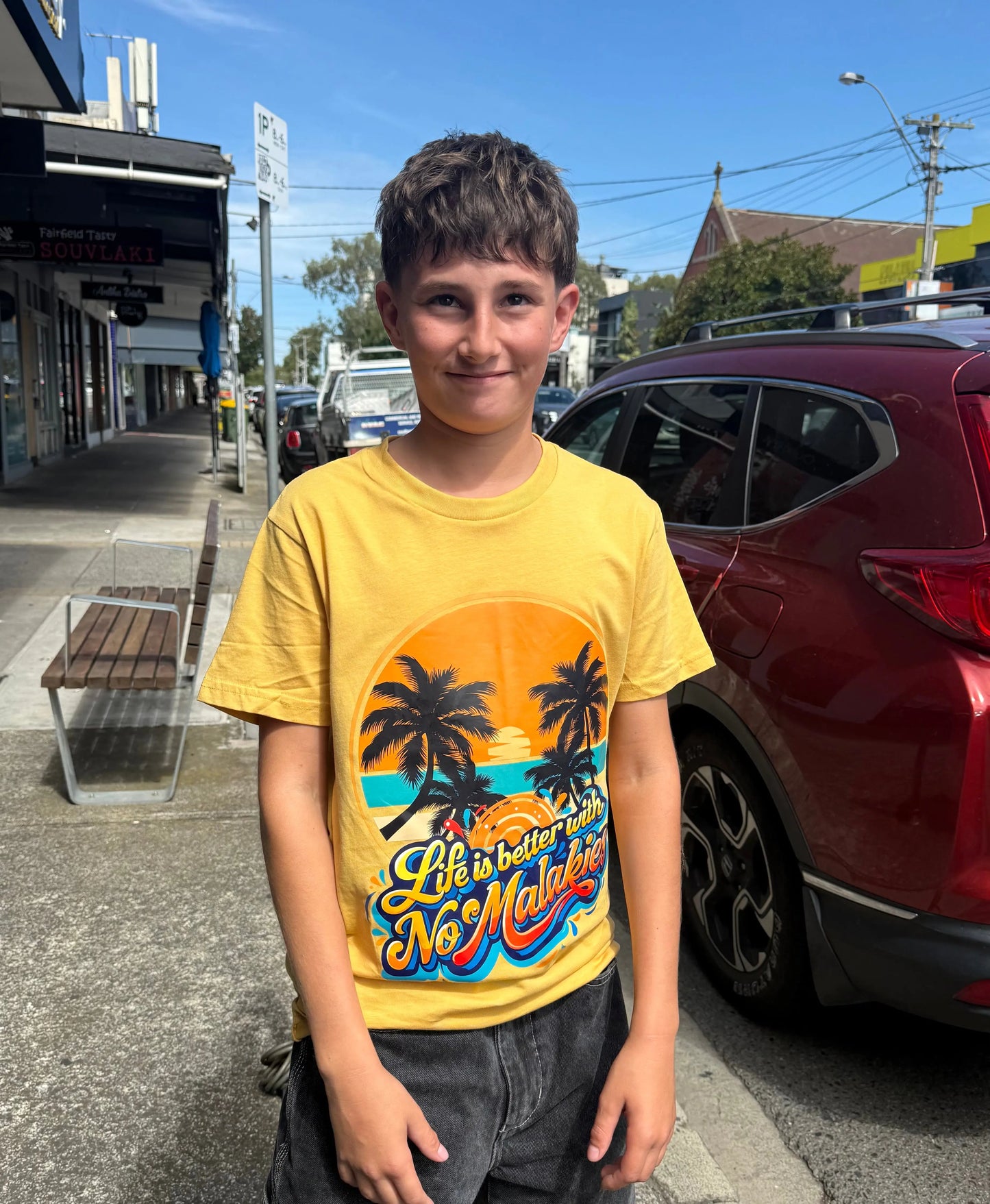 yellow t-shirt
summer tee
life is better
graphic tee
Australia